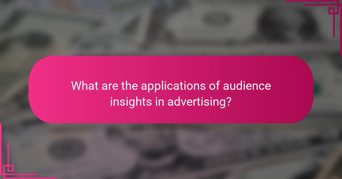 What are the applications of audience insights in advertising?