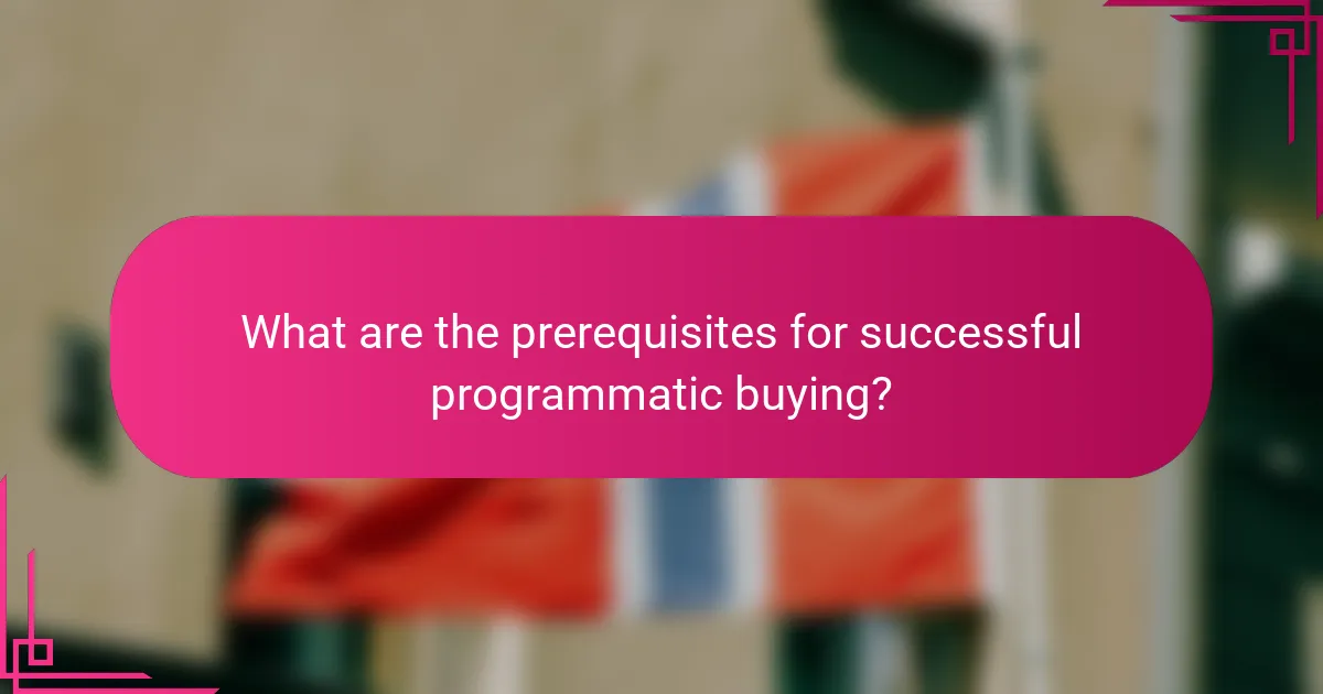 What are the prerequisites for successful programmatic buying?